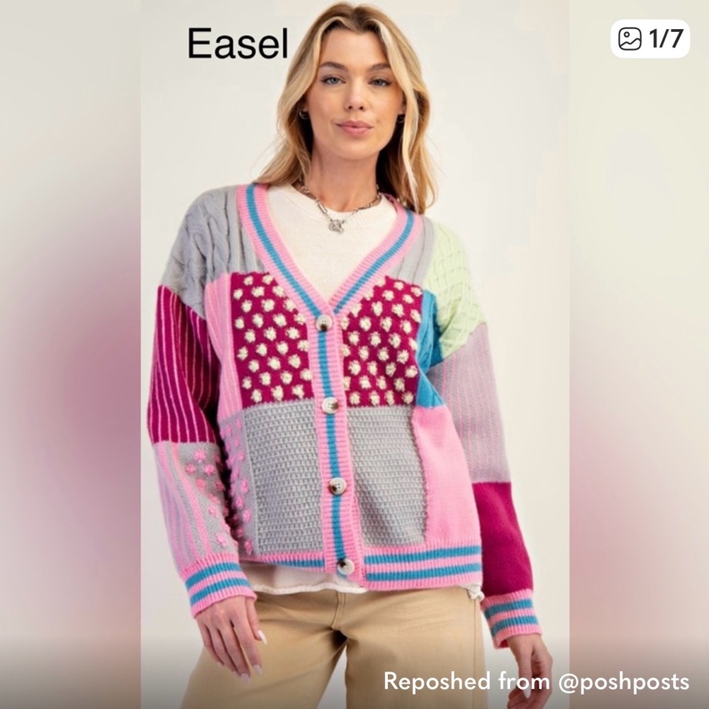 Easel Women's Colorful Patchwork Sweater